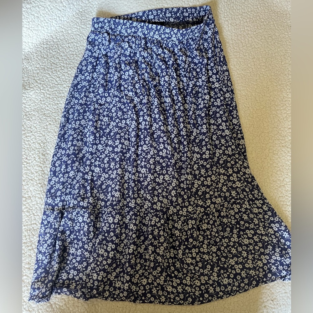 Rachel Zoe Navy Floral Midi Skirt